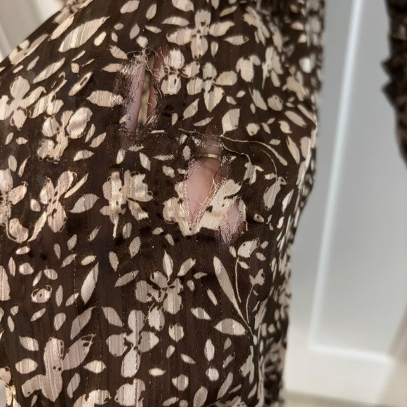 Sabina Musayev Large Legend Dress Brown Floral Ruffle Tiered Midi Boho Read - Picture 14 of 15